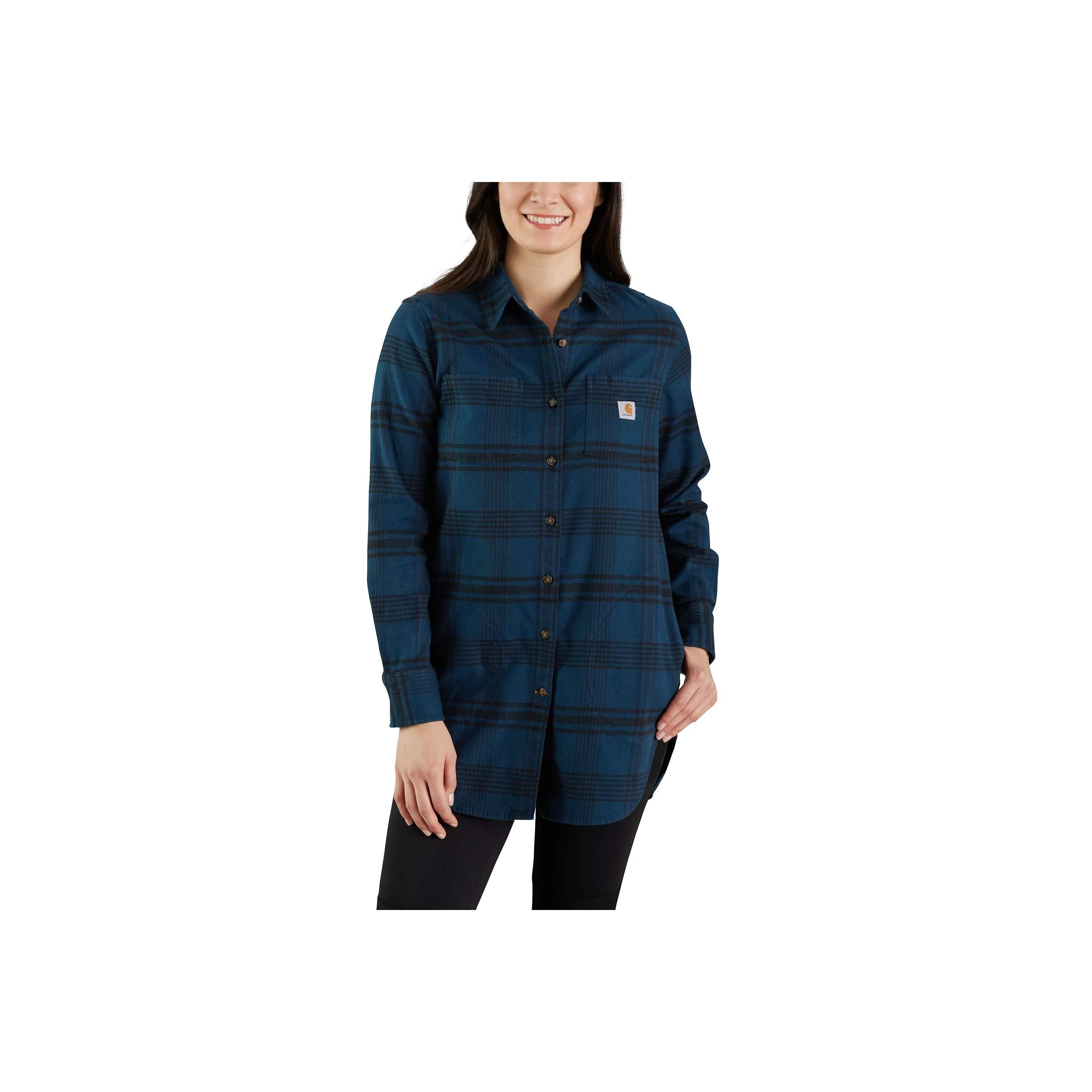 105575 - WOMEN'S RUGGED FLEX® RELAXED FIT MIDWEIGHT FLANNEL LONG-SLEEVE PLAID TUNIC