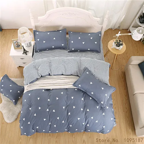 2017 home bedding Duvet cover set super king bedclothes grey flat sheet Adults bedding set 5 size bed linens AB side duvet cover