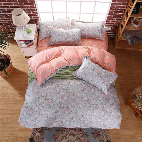 2017 home bedding Duvet cover set super king bedclothes grey flat sheet Adults bedding set 5 size bed linens AB side duvet cover