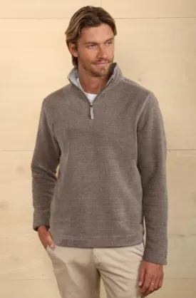 Apres Lux Chenille & Sherpa 1/4 Zip Pullover in Grey by True Grit