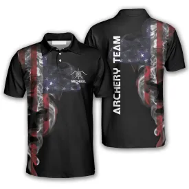 Archery Smoky US Flag Custom Archery Shirts For Men, Perfect Uniform Archery Team