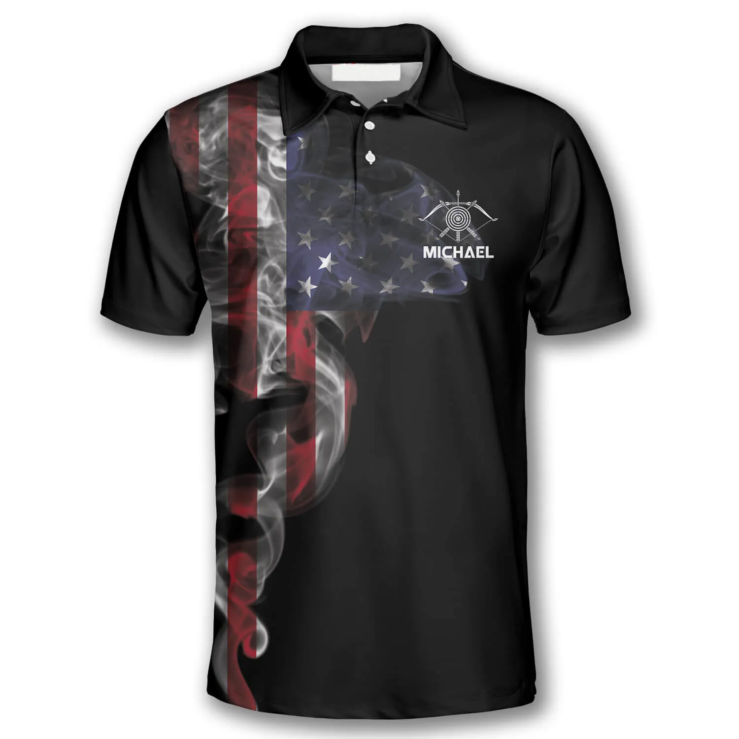 Archery Smoky US Flag Custom Archery Shirts For Men, Perfect Uniform Archery Team