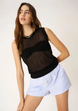 Be Real Sweater Mesh Tank - Black