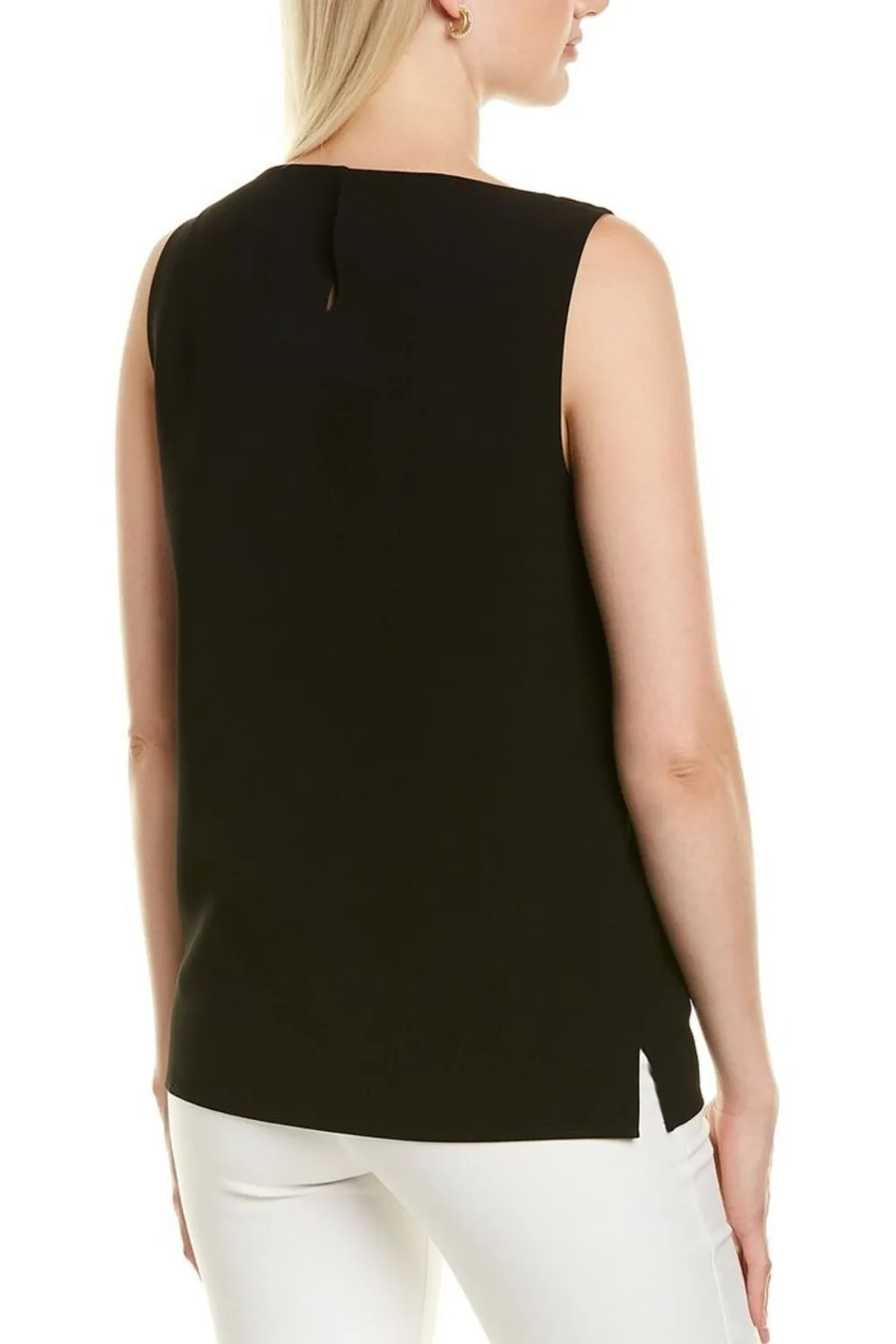 Black Ruffle Detail At Front Sleeveless Top