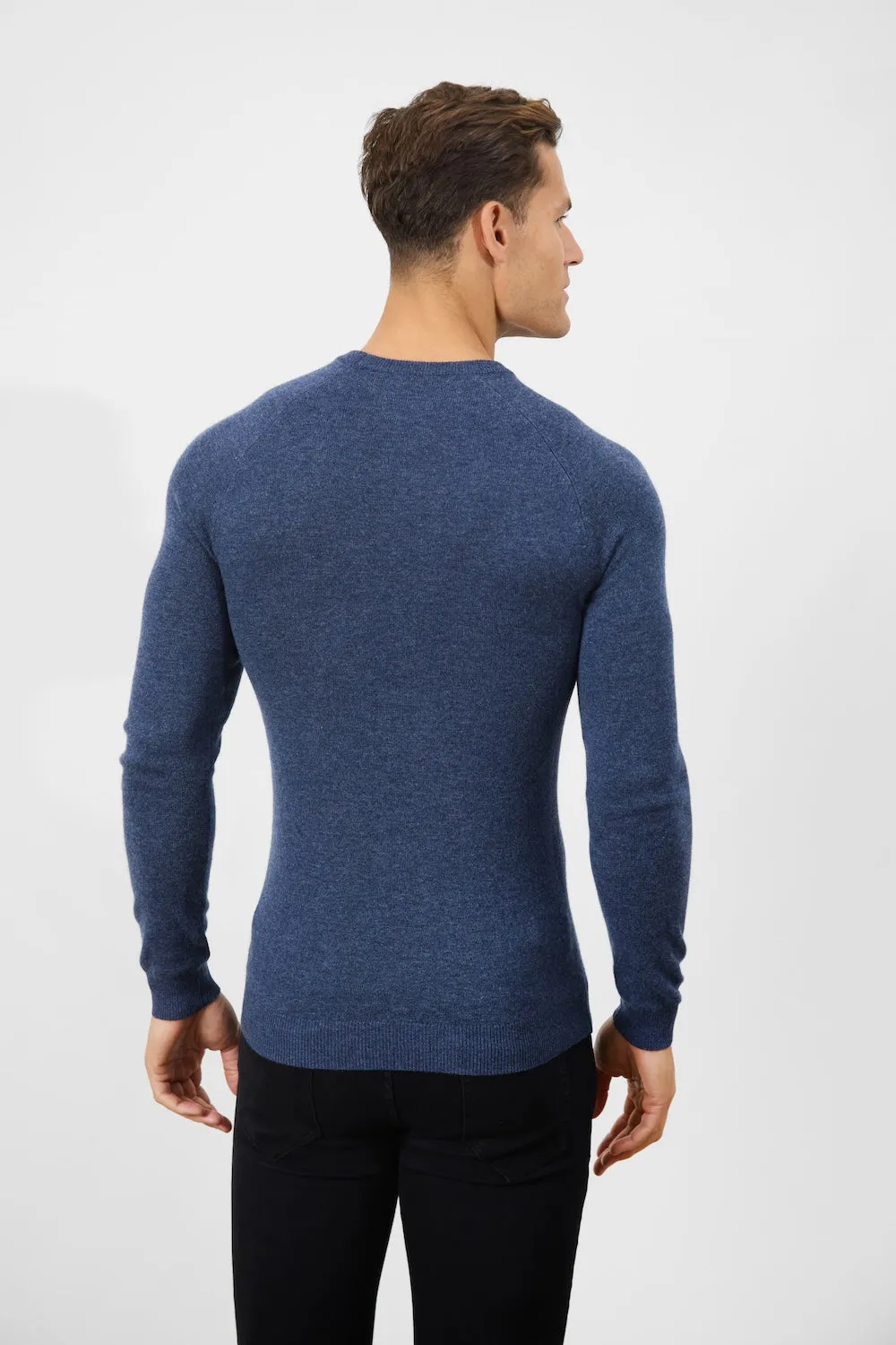 Cashmere Blend Crew Neck in Navy