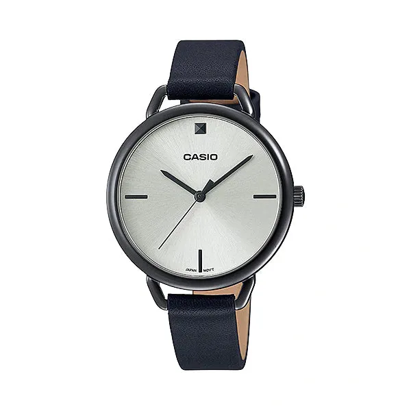 Casio Ladies' Analog Black Leather Strap Watch LTPE415GRL-1C LTP-E415GRL-1C