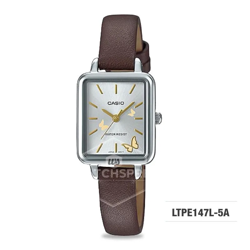 Casio Ladies' Fashion Dark Brown Leather Strap Watch LTPE147L-5A LTP-E147L-5A