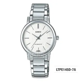 Casio Ladies' Standard Analog Silver Stainless Steel Band Watch LTPE145D-7A LTP-E145D-7A