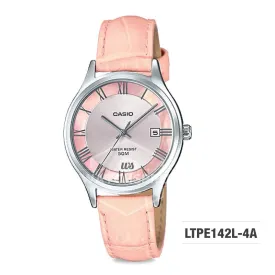 Casio Standard Analog-Ladies Peach Leather Strap Watch LTPE142L-4A