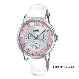 Casio Standard Analog-Ladies White Leather Strap Watch LTPE315L-7A1