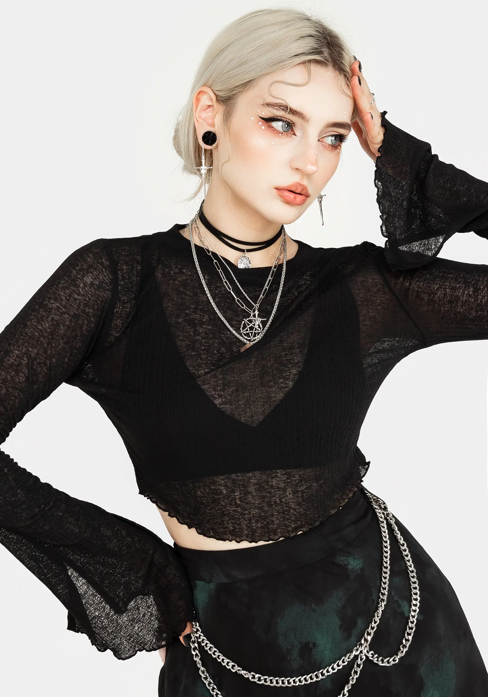 Cassia Jersey Mesh Crop Top