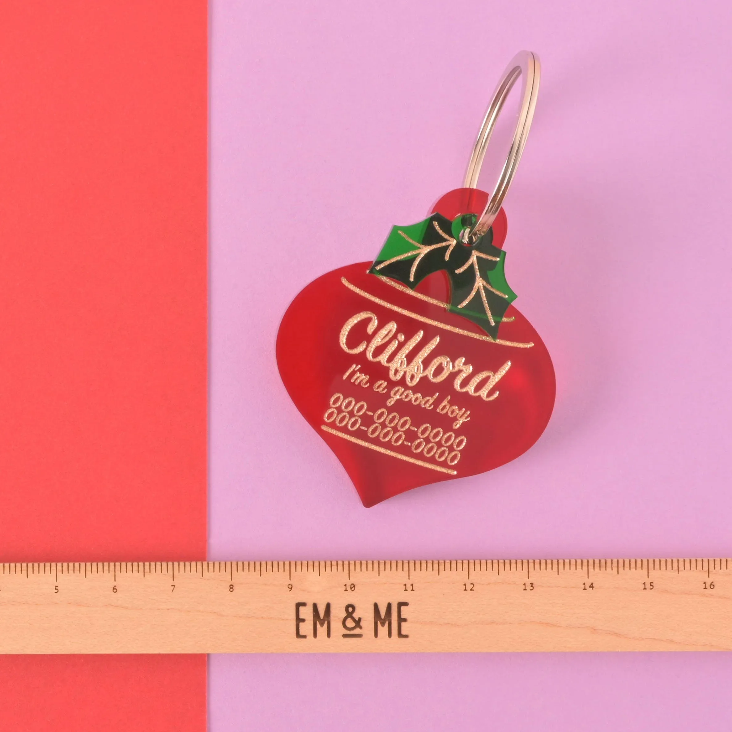 Clifford, Large Christmas Ornament, Personalized Pet Tag