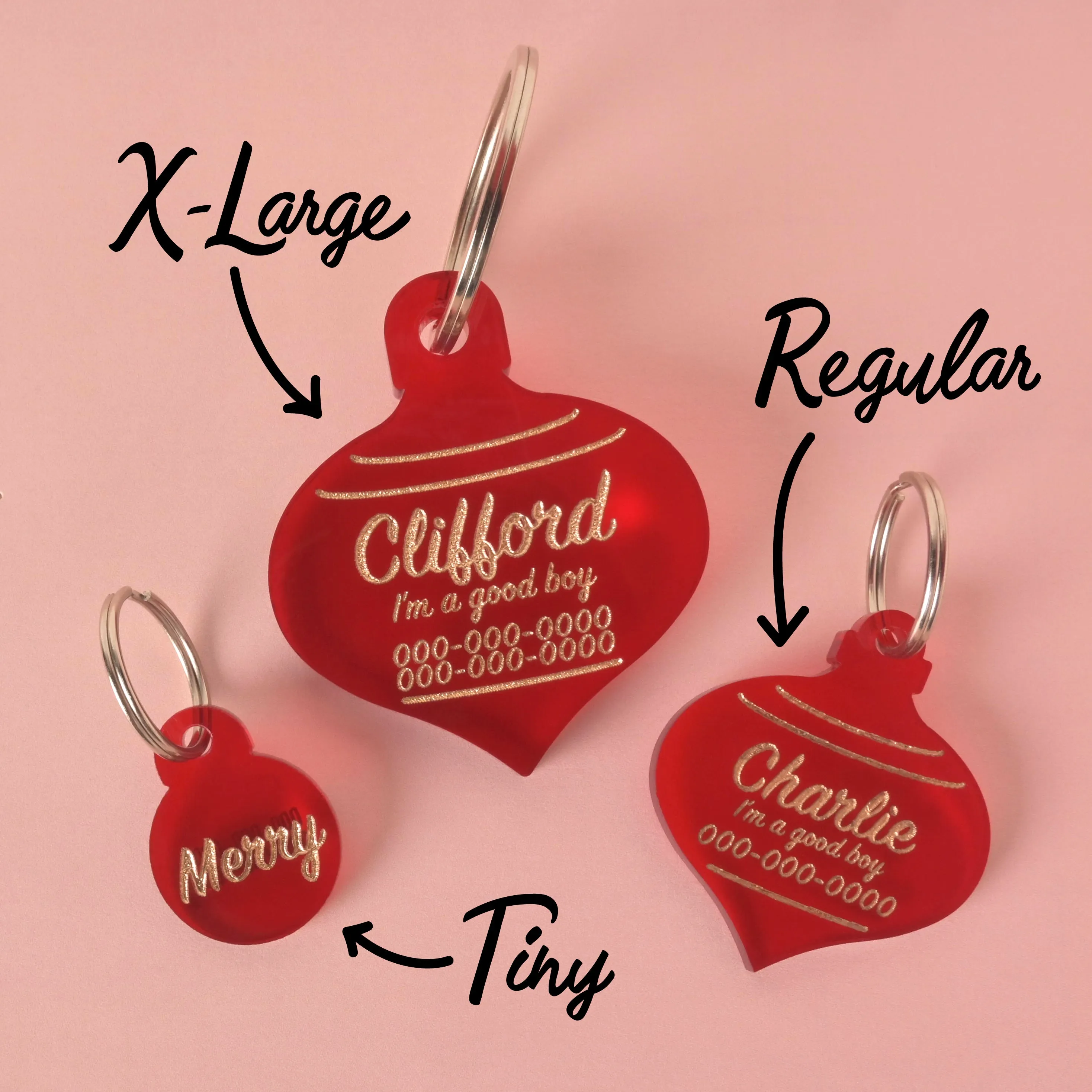 Clifford, Large Christmas Ornament, Personalized Pet Tag