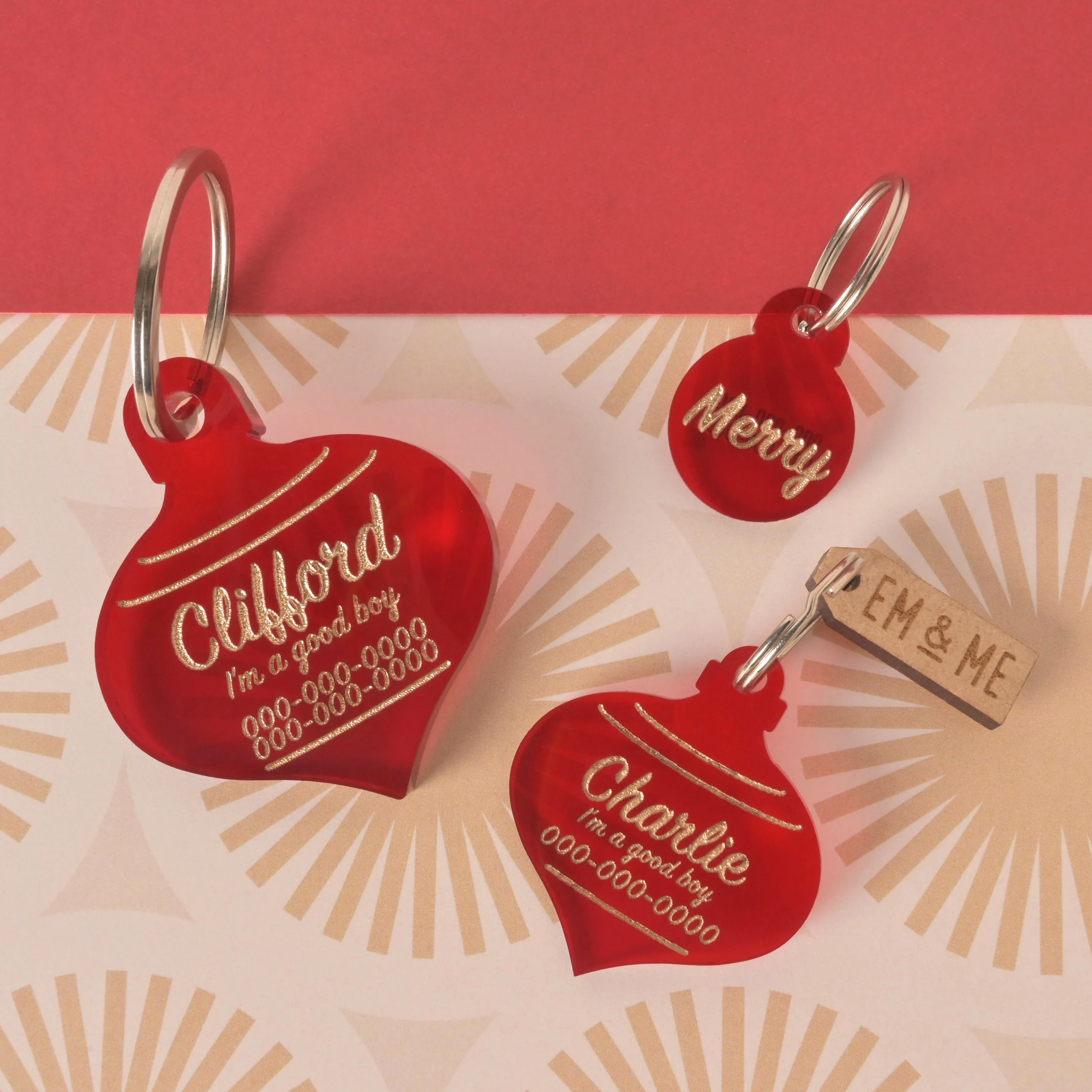 Clifford, Large Christmas Ornament, Personalized Pet Tag