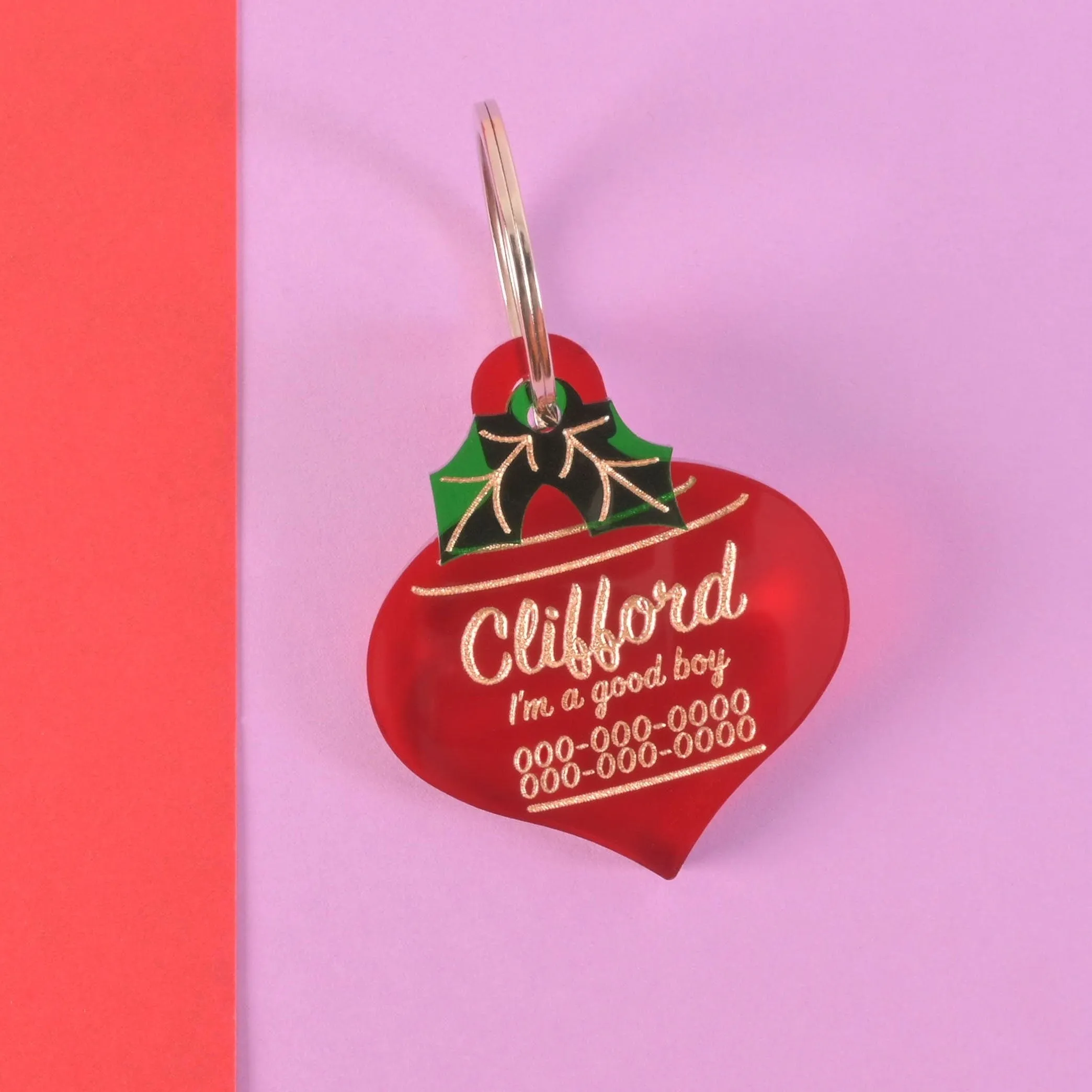 Clifford, Large Christmas Ornament, Personalized Pet Tag