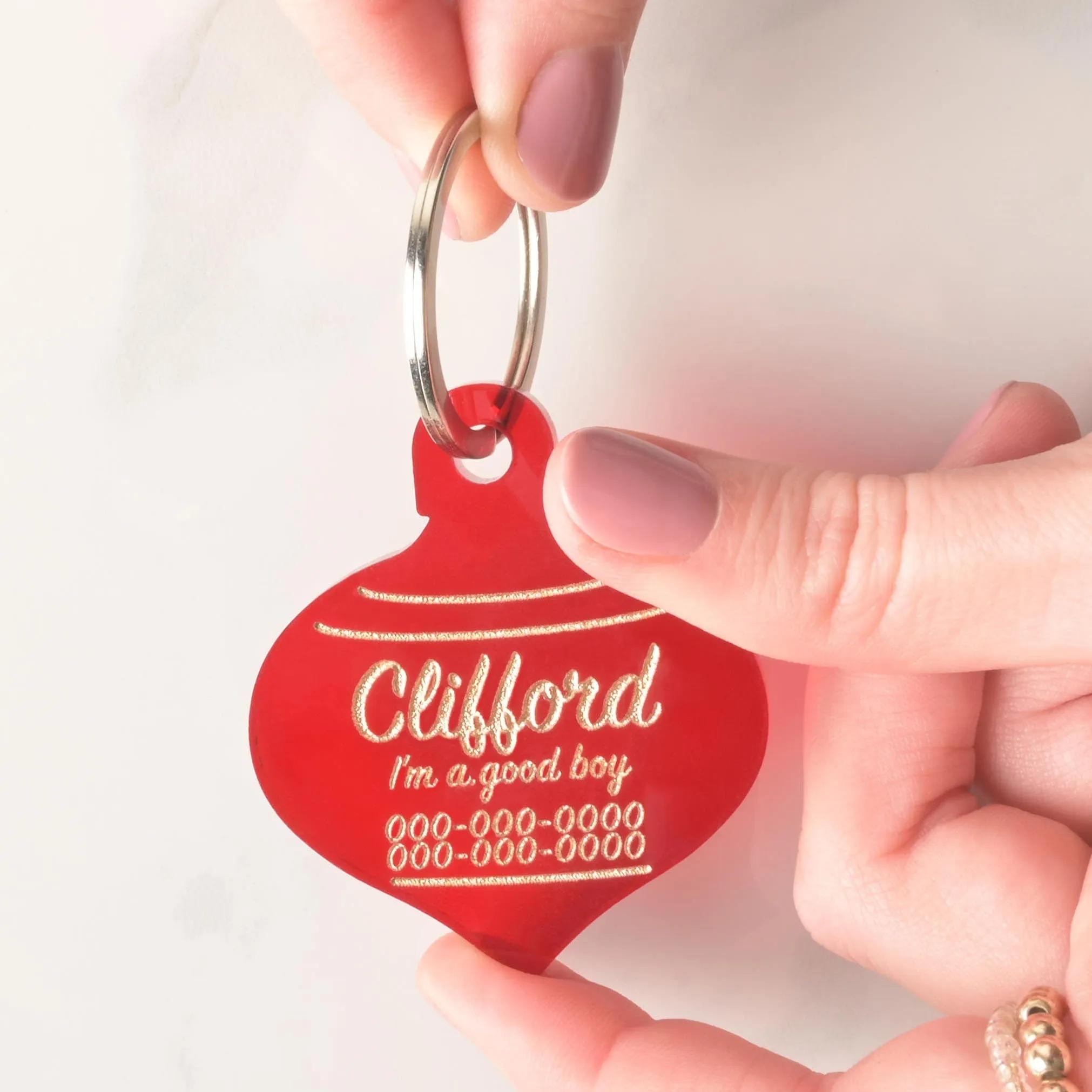 Clifford, Large Christmas Ornament, Personalized Pet Tag