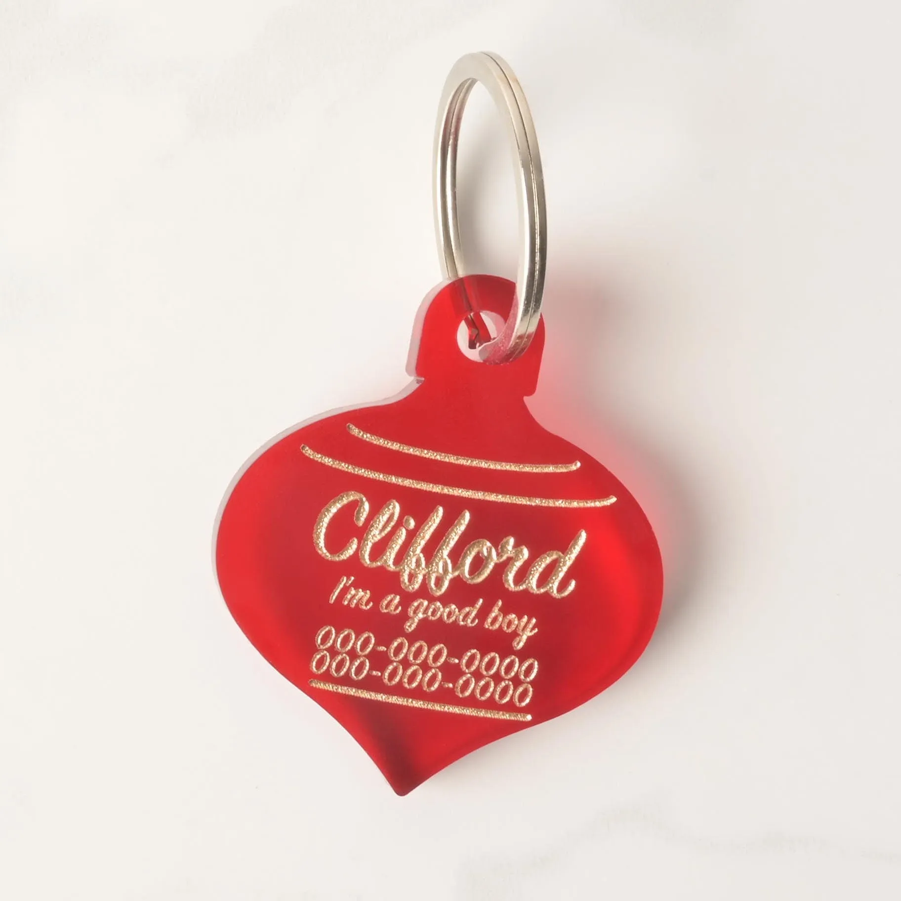 Clifford, Large Christmas Ornament, Personalized Pet Tag