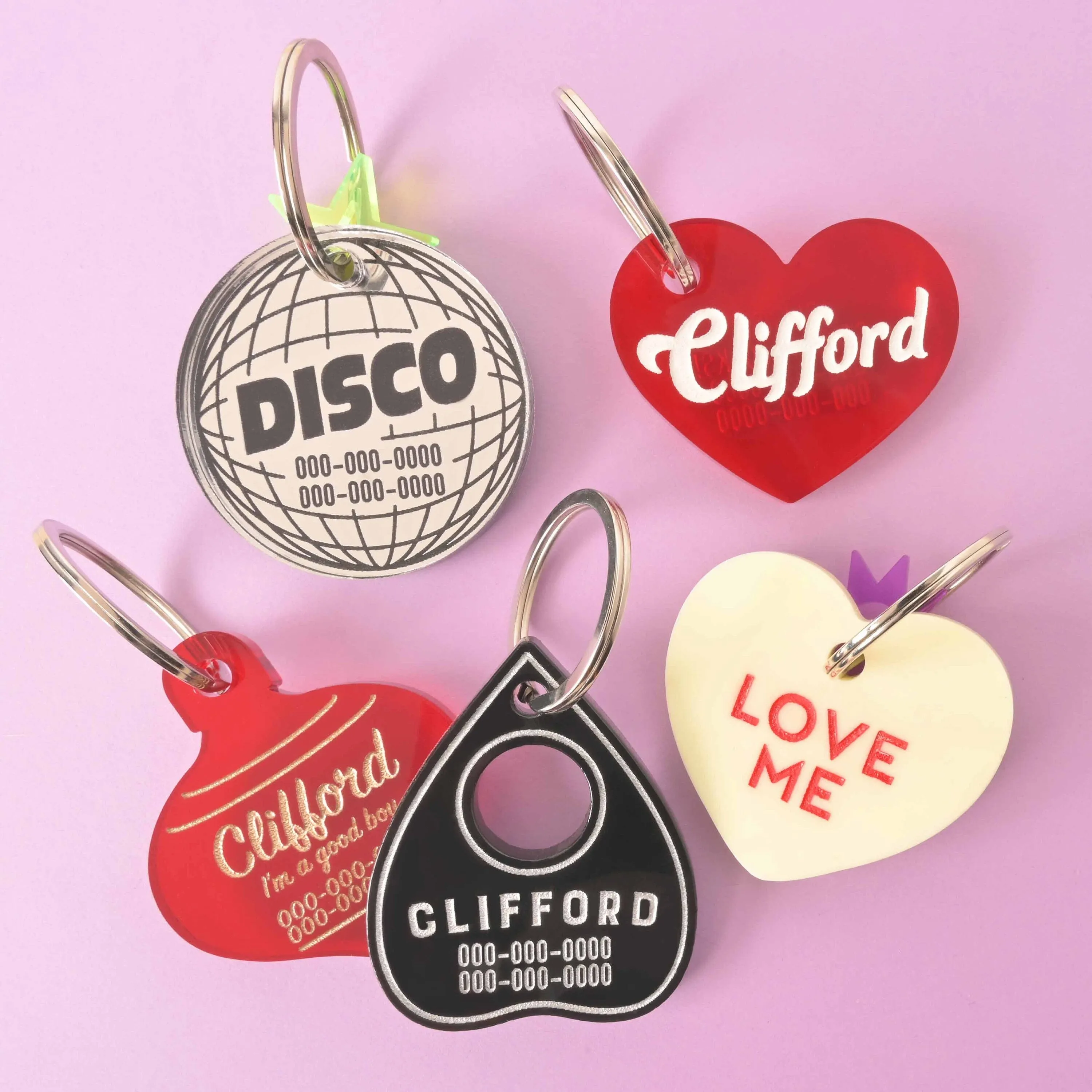 Clifford, Large Conversation Heart Personalized Pet Tag