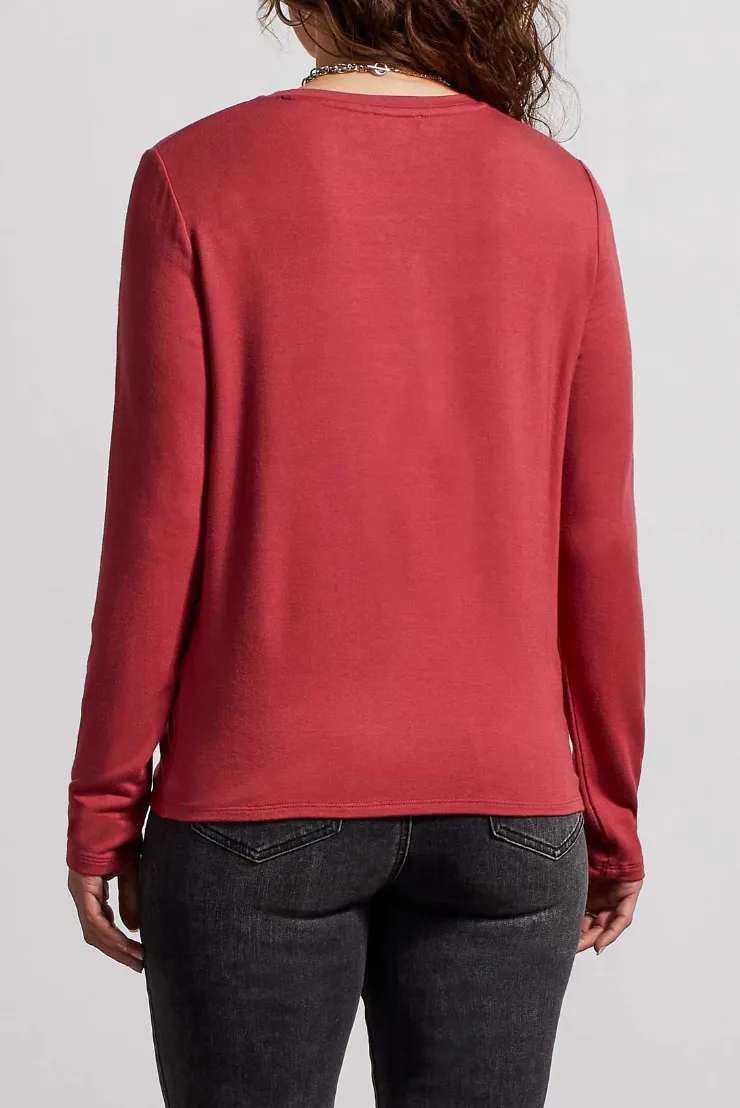 Crew Neck Top w/ Faux Knot