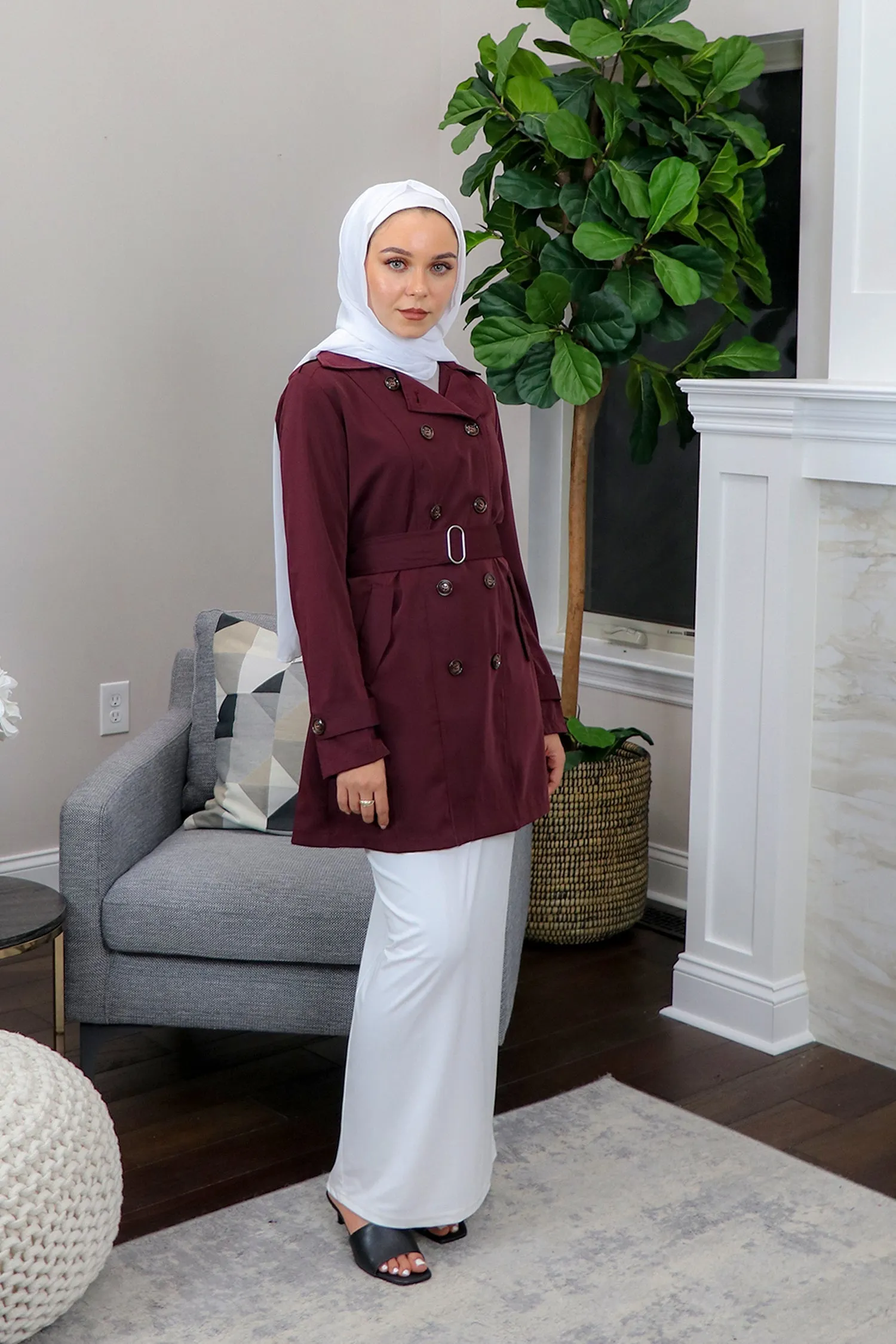 Deluxe Soft Trench Coat - Mahogany