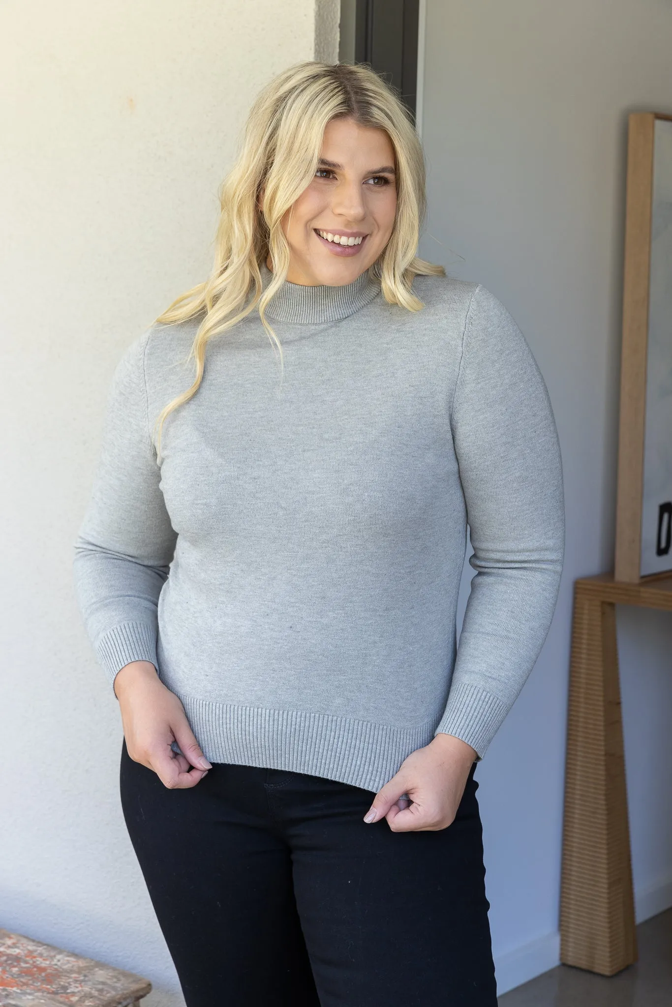 ELAINA KNIT TOP - Grey