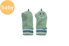 Flapjack Baby Knitted Mittens - Dino, 0-2Y