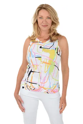 Graffiti Slub Knit Twist-Front Tank