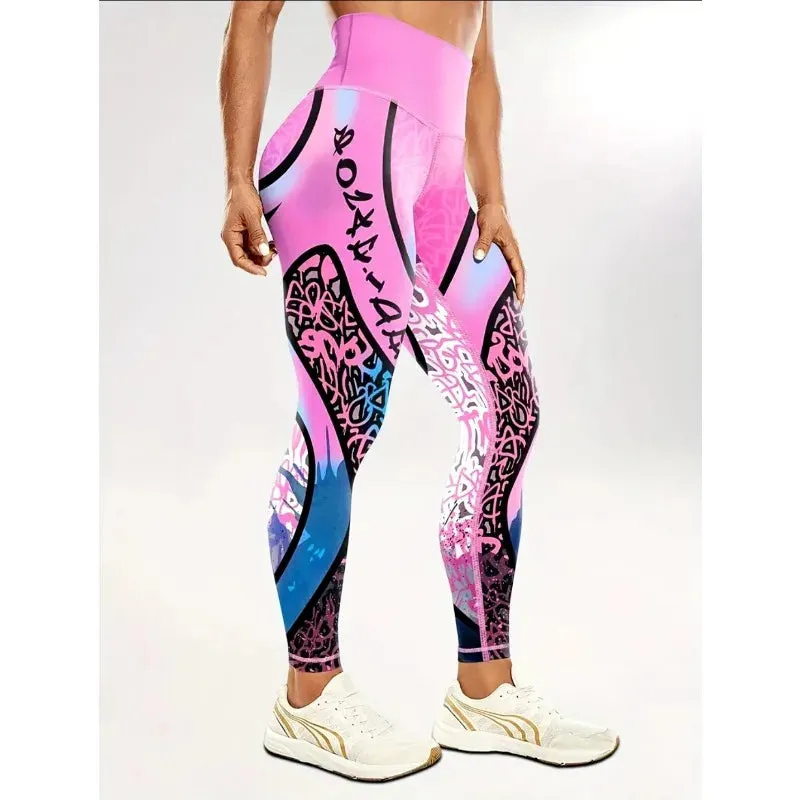 High Waist Printed Graphic Yoga Running Pants