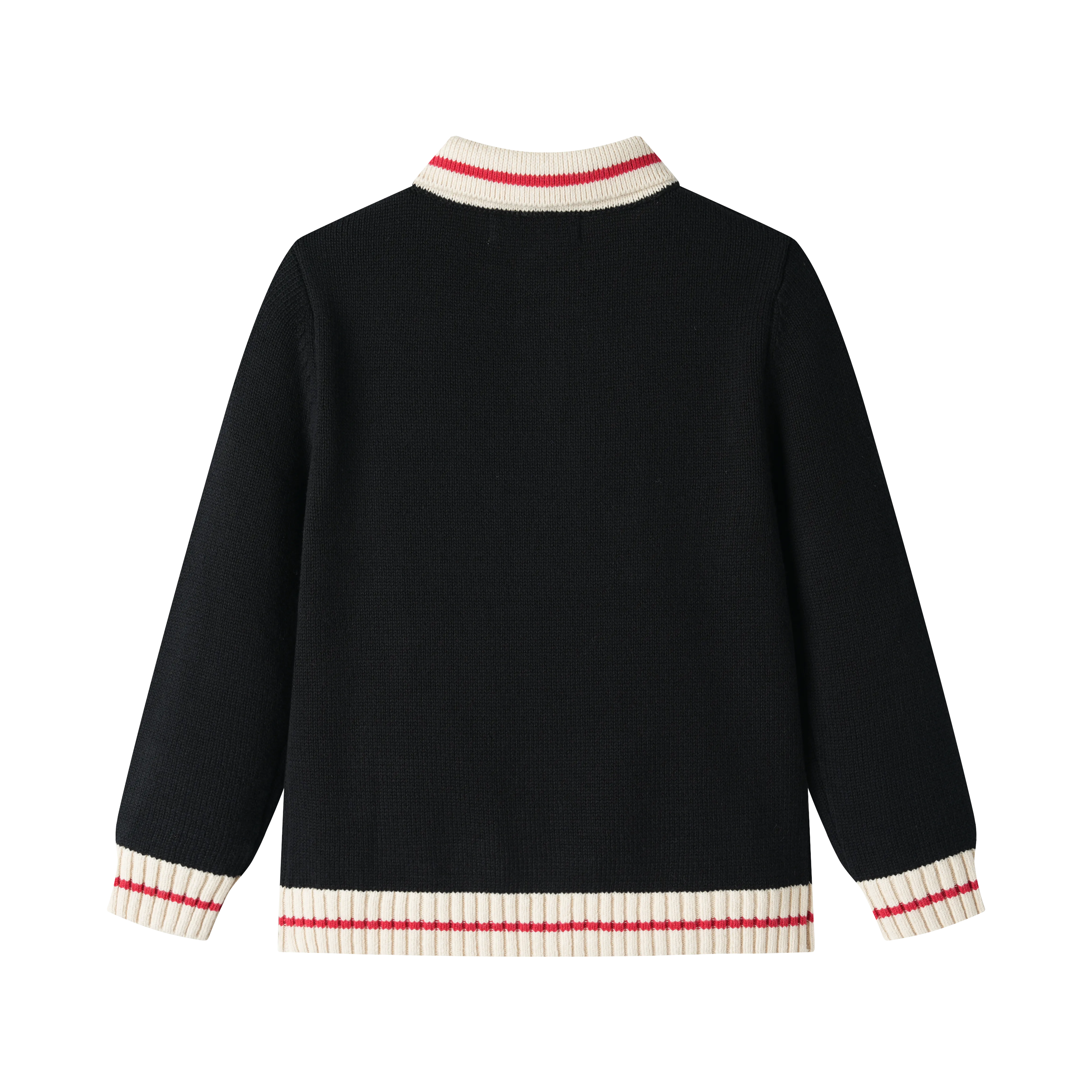 KNIT SWEATER WITH CONTRAST COLLAR-BLACK