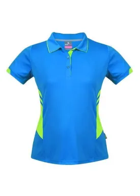 Ladies Tasman Polo Cyan/Neon Green