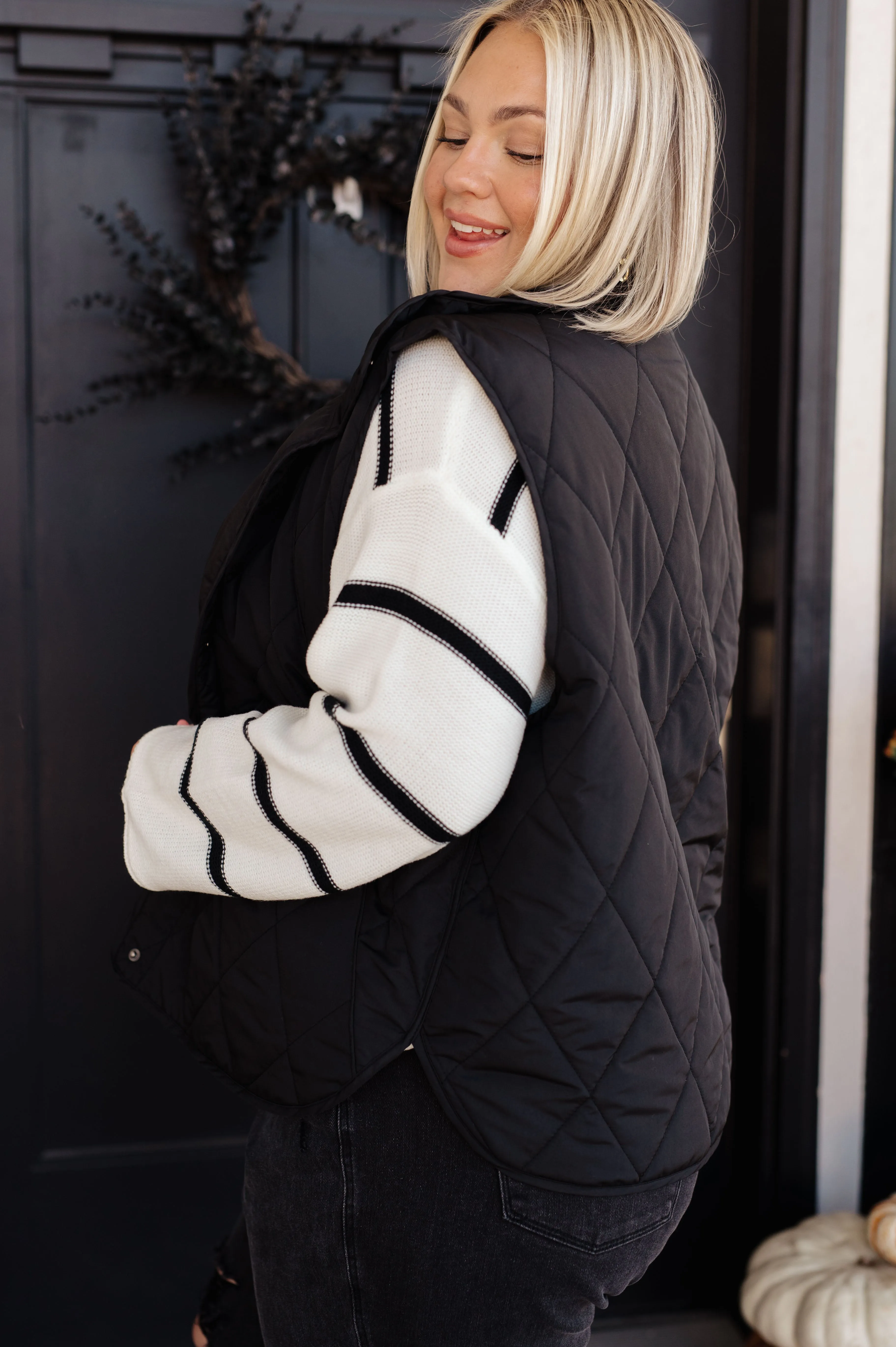 Layer Up Black High Neck Quilted Puffer Vest