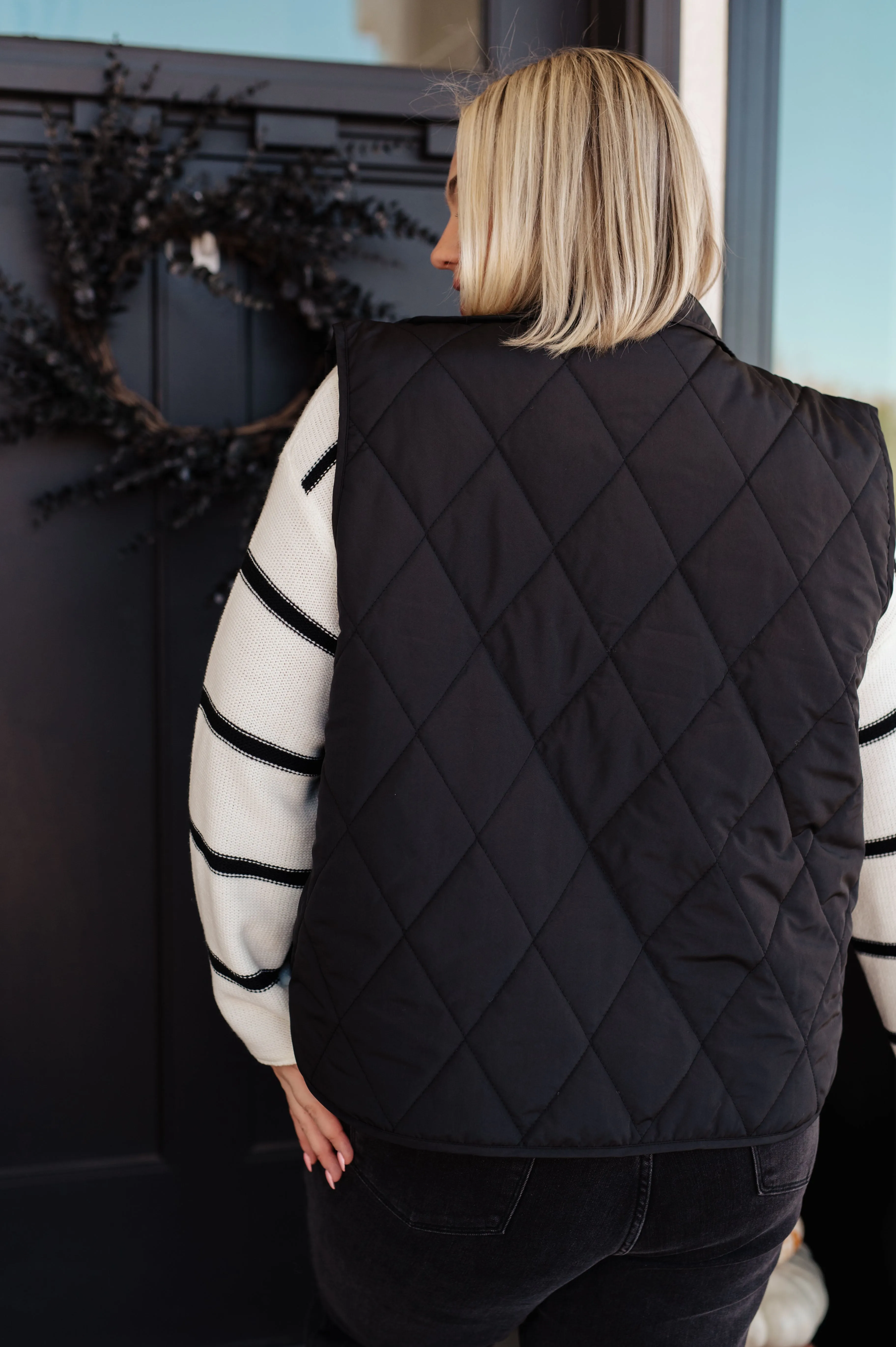 Layer Up Black High Neck Quilted Puffer Vest