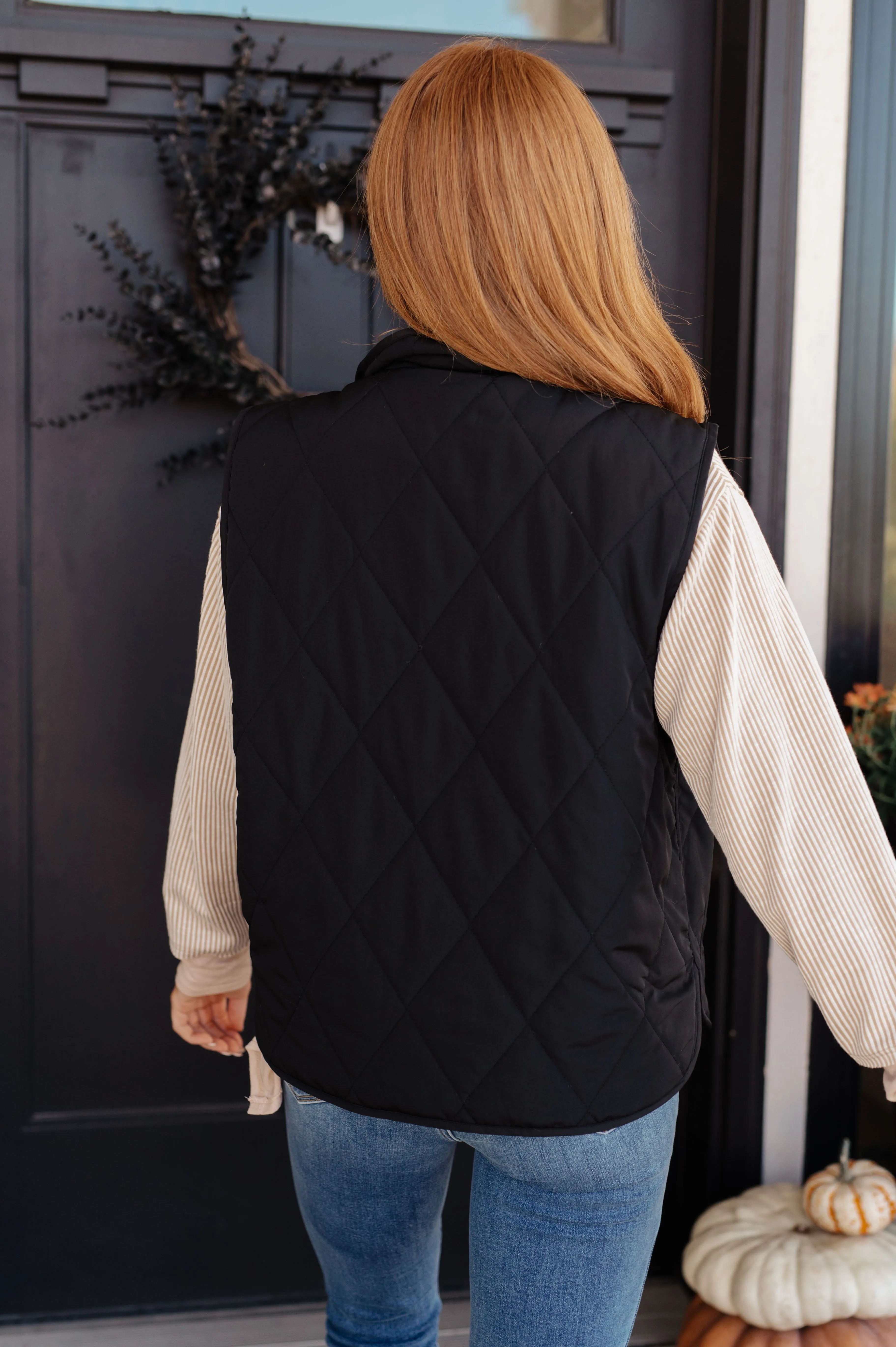 Layer Up Black High Neck Quilted Puffer Vest