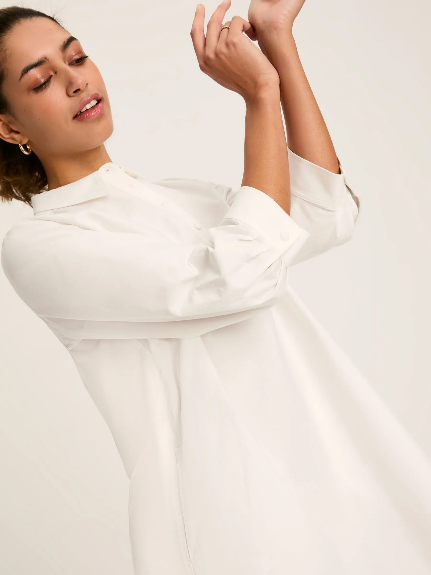 Marlowe White Dress with Shirt/ Nehru Collar