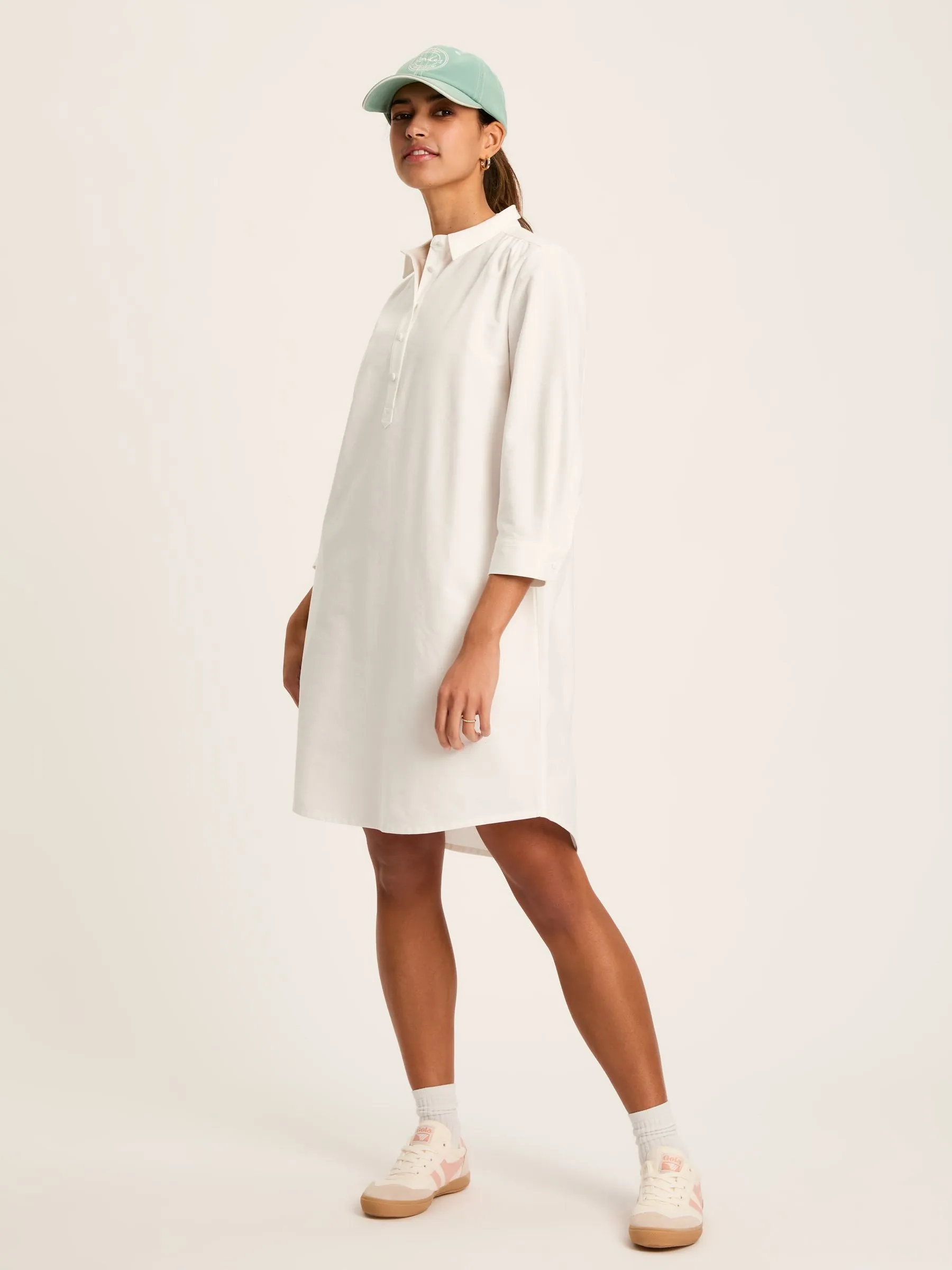 Marlowe White Dress with Shirt/ Nehru Collar