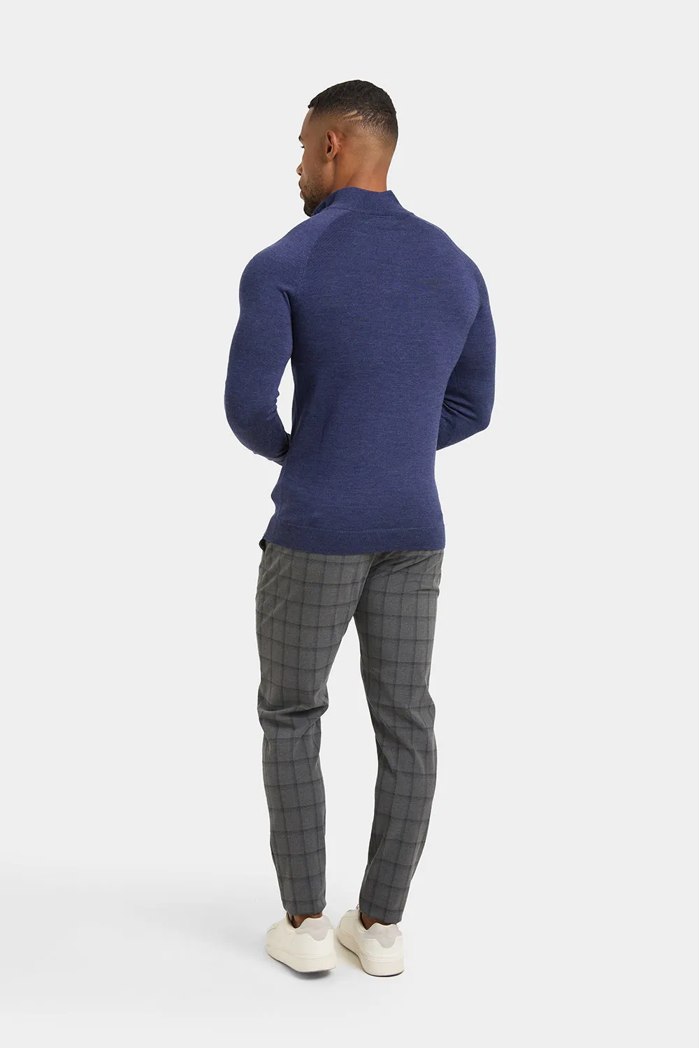 Merino Wool Half Zip Neck in Airforce