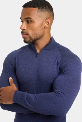 Merino Wool Half Zip Neck in Airforce