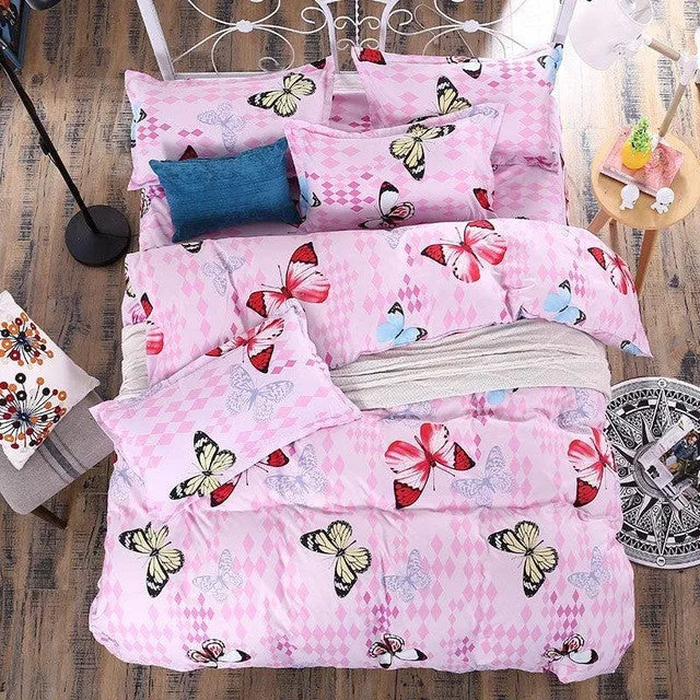 New Fashion Bedding Set 4pcs/3pcs Duvet Cover Sets Soft Polyester Bed Linen Flat Bed Sheet Set Pillowcase Home Textile Drop Ship