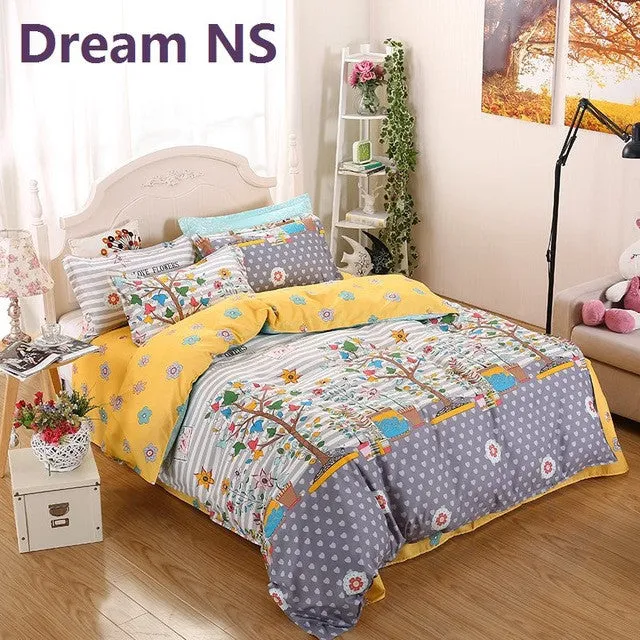 New Fashion Bedding Set 4pcs/3pcs Duvet Cover Sets Soft Polyester Bed Linen Flat Bed Sheet Set Pillowcase Home Textile Drop Ship