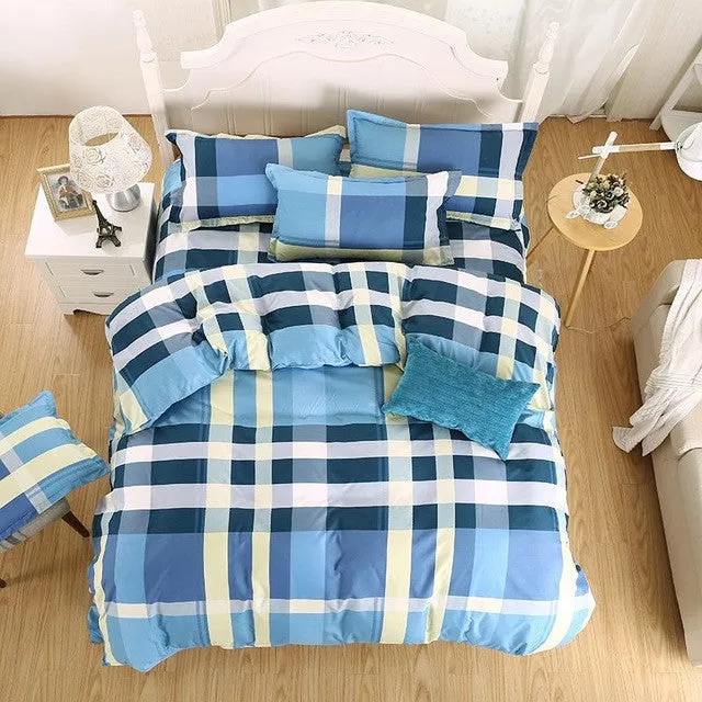 New Fashion Bedding Set 4pcs/3pcs Duvet Cover Sets Soft Polyester Bed Linen Flat Bed Sheet Set Pillowcase Home Textile Drop Ship