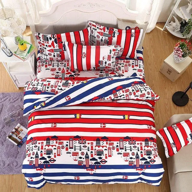 New Fashion Bedding Set 4pcs/3pcs Duvet Cover Sets Soft Polyester Bed Linen Flat Bed Sheet Set Pillowcase Home Textile Drop Ship