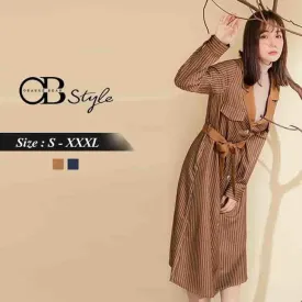 ORANGEBEAR STRIPED BUTTON SUIT COLLAR COATS