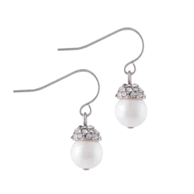 Pavé Earrings with Pearl Drop