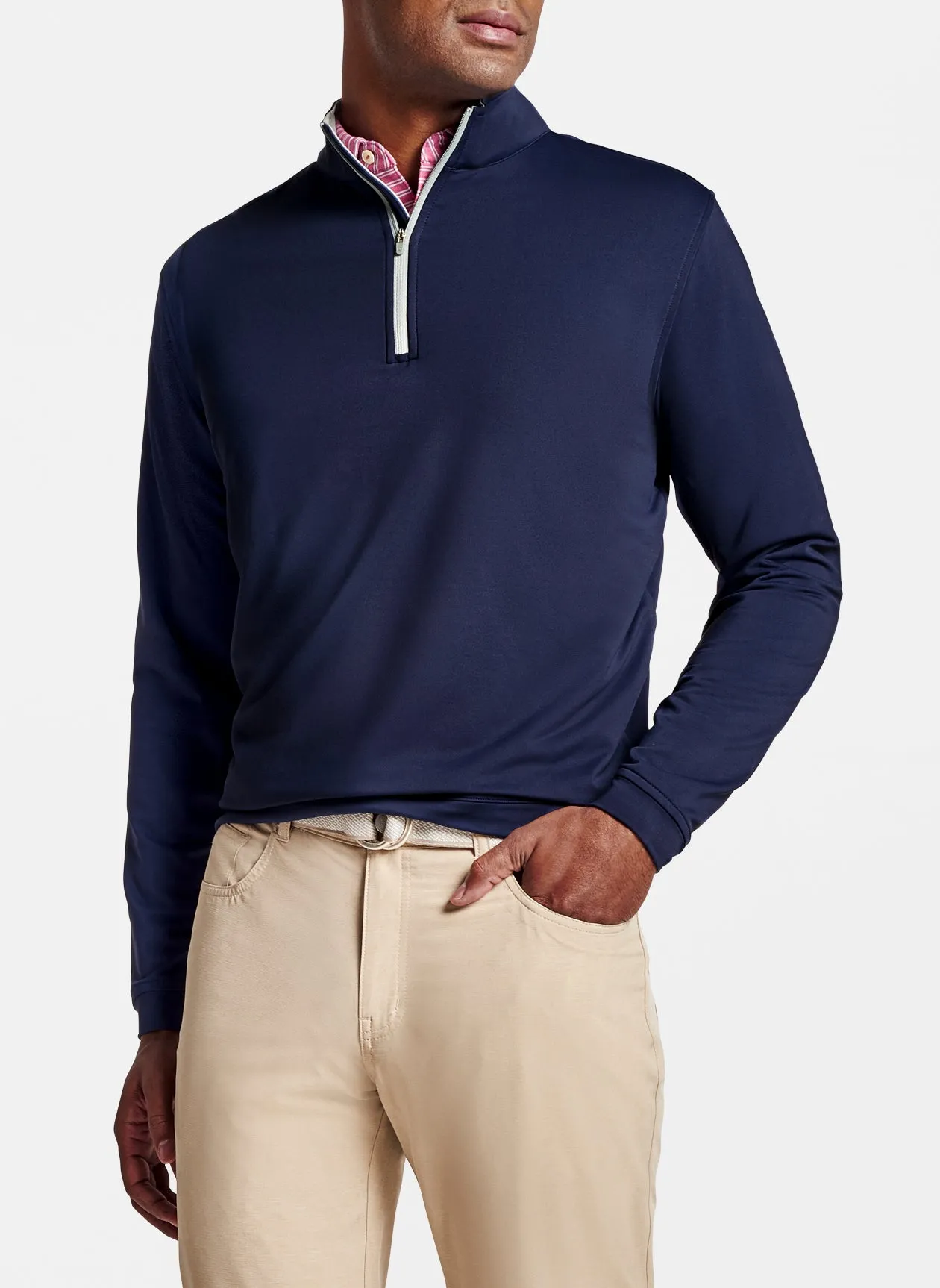 Perth Stretch Loop Terry Quarter-Zip in Navy by Peter Millar