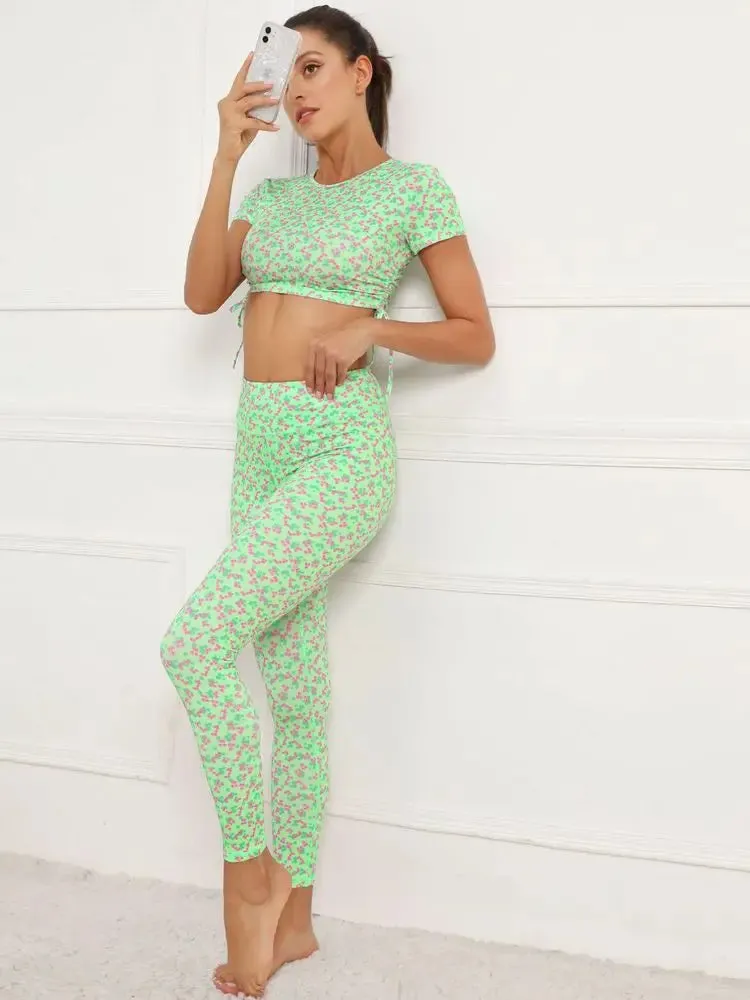 Printed Floral Yoga Set