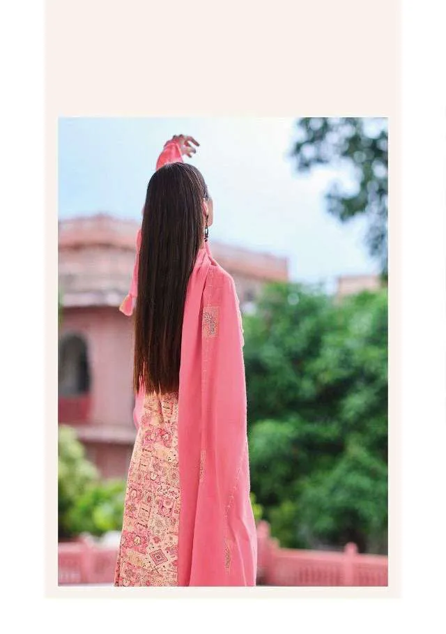 Printed Pink Winter Unstitched Pashmina Salwar Suit