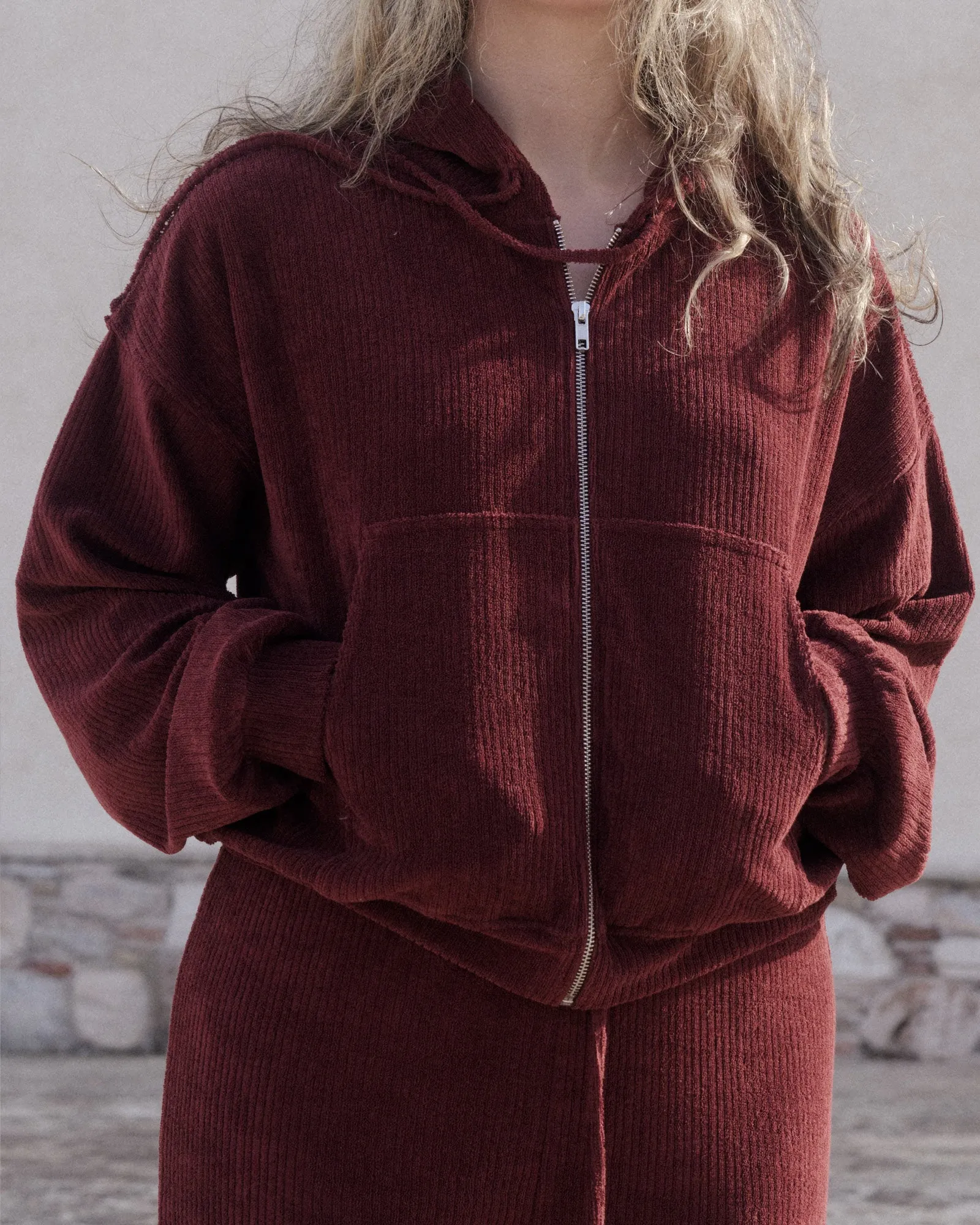 Ran Hoodie - Organic Cotton Terry - Aster Brown Red