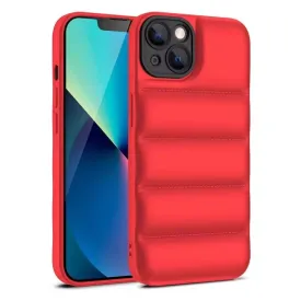 Soft Puffer Jacket Style Mobile Phone Case for iPhone 14 Plus- Red