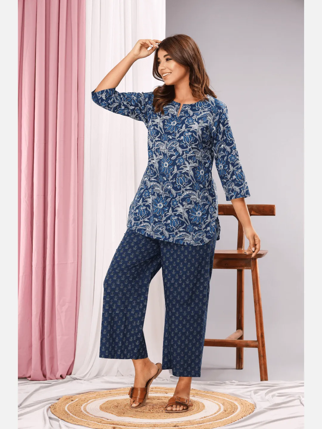 Space Blue Cotton Loungewear