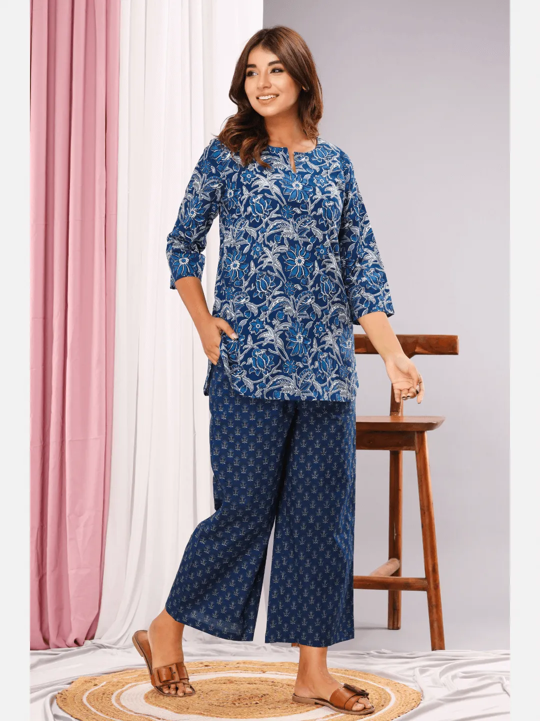 Space Blue Cotton Loungewear